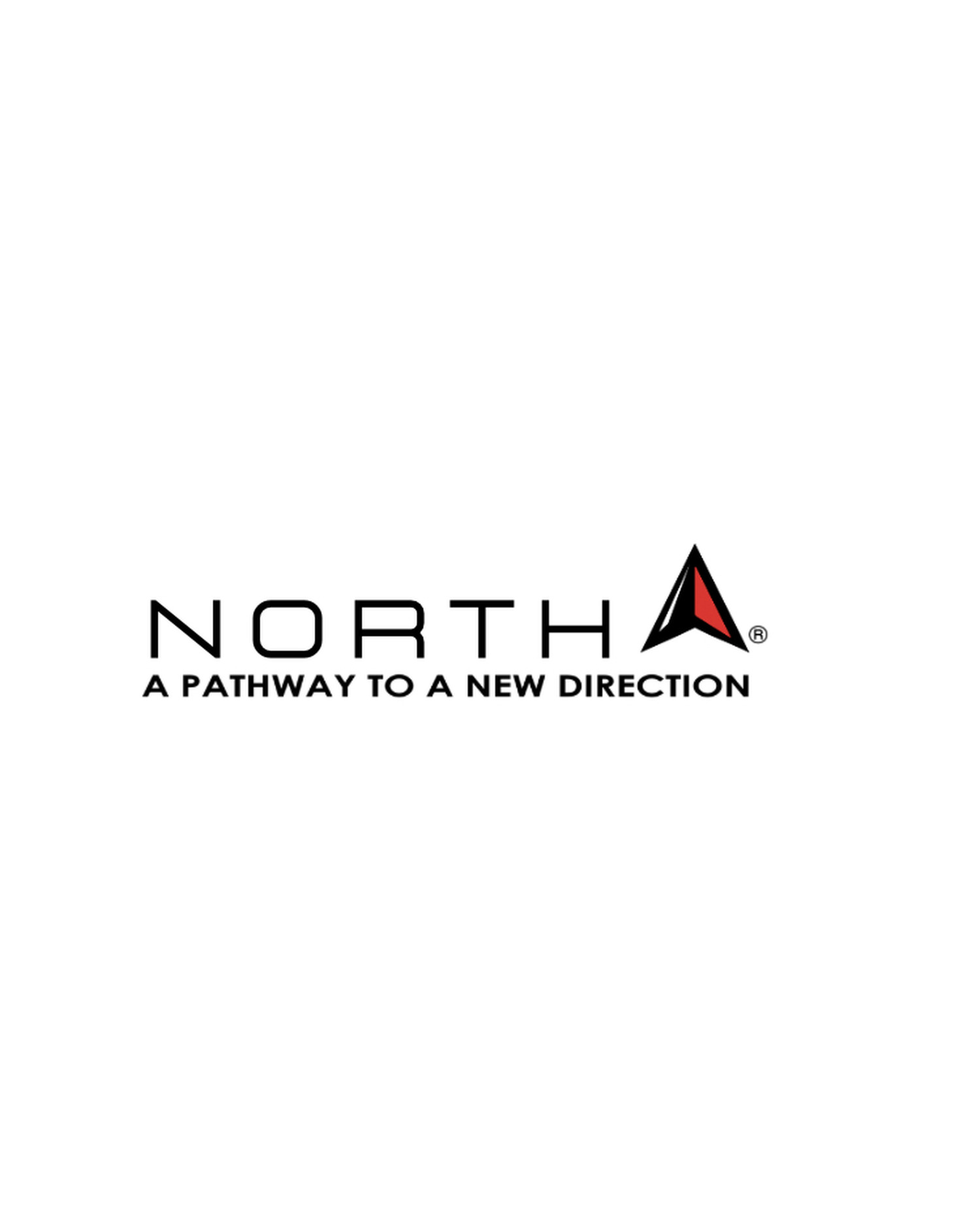 The NORTH logo with its red arrow and the tagline “A pathway to a new direction”